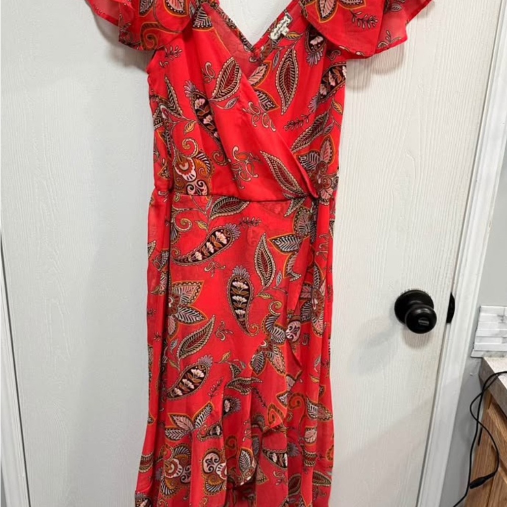 Elegant Red Paisley Dress